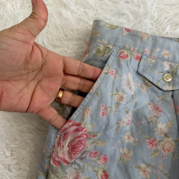 Lauren Ralph Lauren Womens Vintage Floral Linen Shorts 18W Blue Cottagecore - Picture 4 of 10